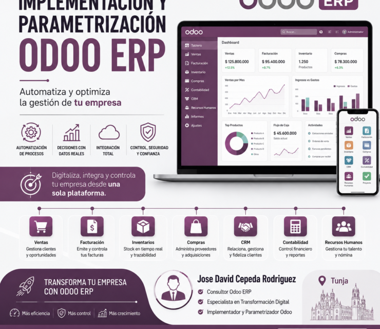 odoo software de gestión empresarial (ERP) que ayuda a las empresas a administrar diferentes áreas desde una sola plataforma.